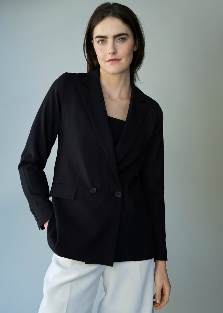 Italian wool blazer black#color_black