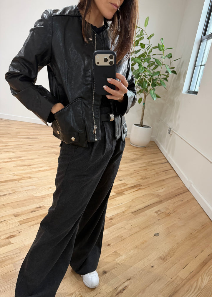 Black leather jacket - SERRANO