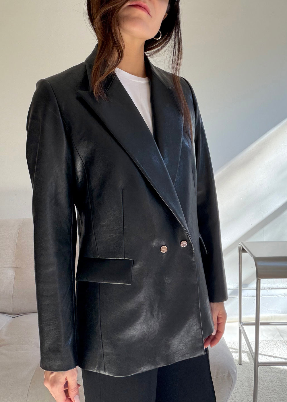 Black leather blazer - SERRANO
