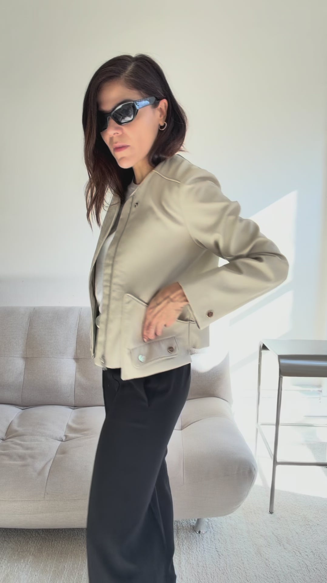 Beige leather jacket