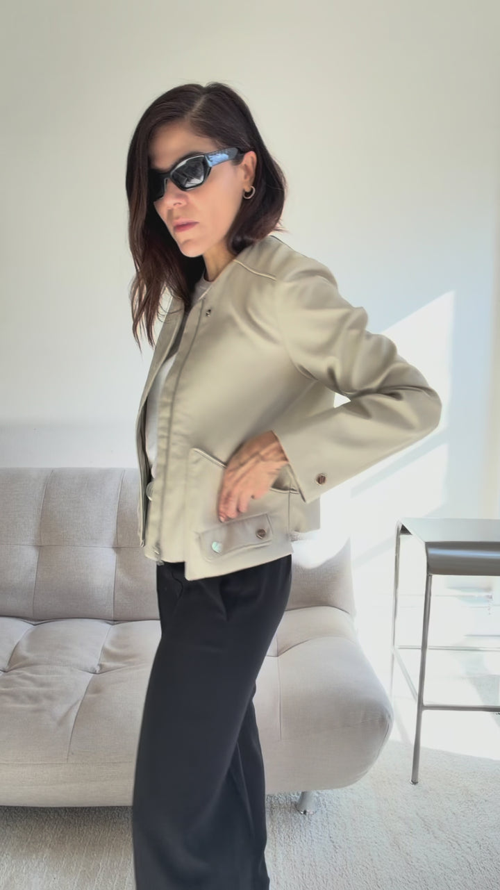 Beige leather jacket