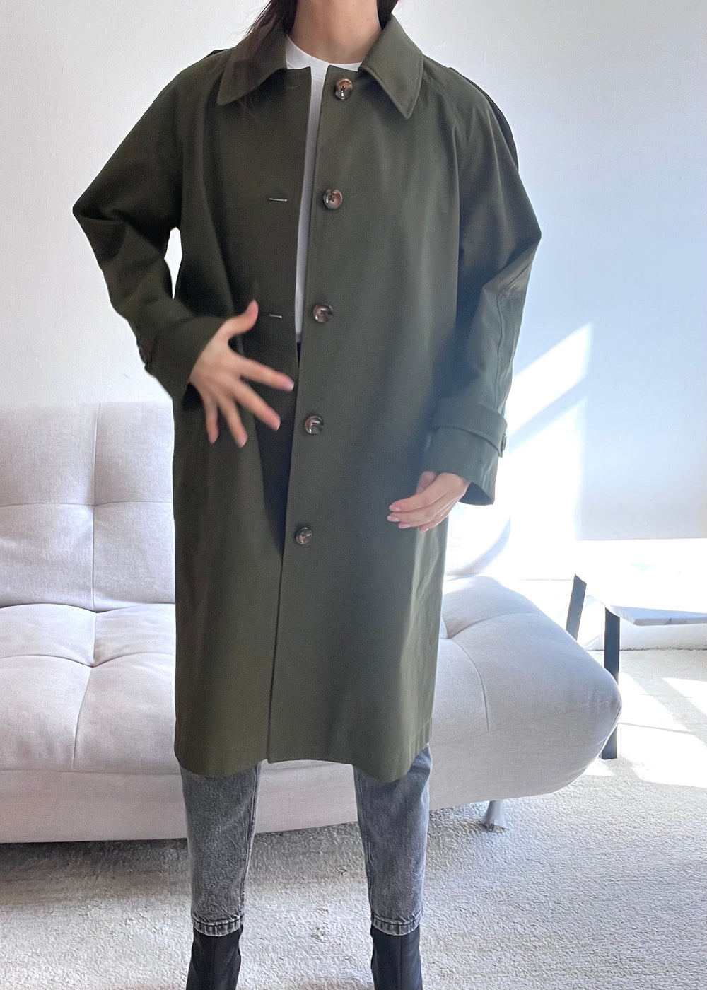 Olive green trench coat SERRANO